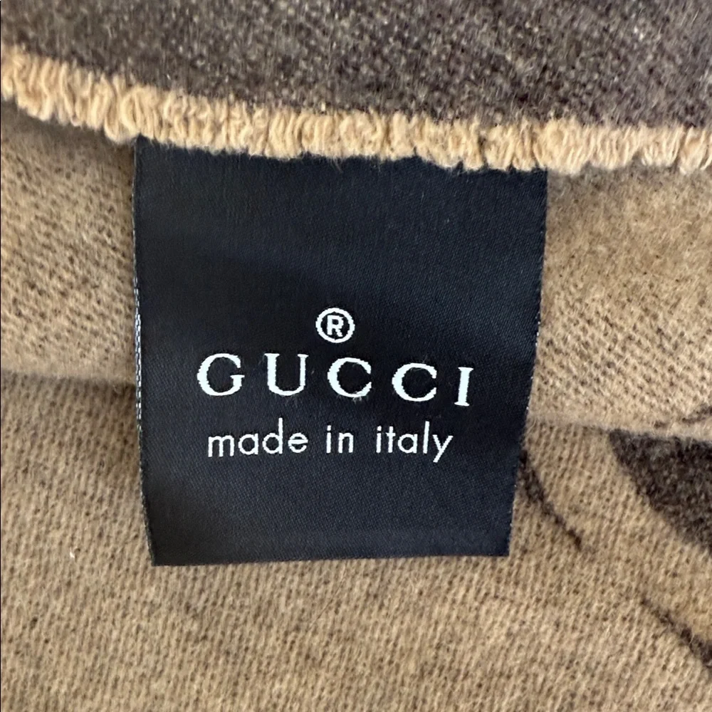 Light and Dark Brown Patterned Gucci Throw AUTHENTIC